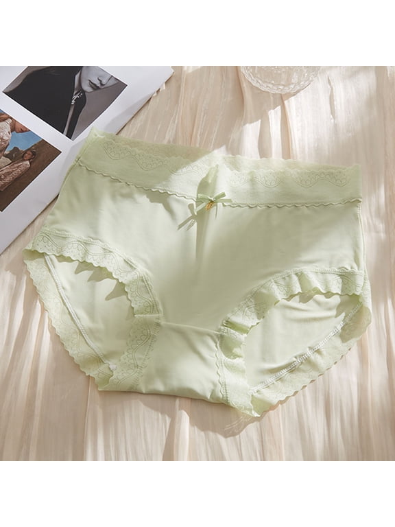Underwear for Women High Waisted Lace Panties Briefs Briefs Ventilated Tight Green Pull-On Bow Period Panties Women,L