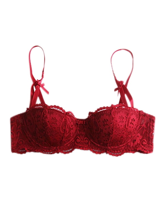 Underwire Women Bras Push Up Bra Lace Bra Bras Spaghetti Straps Balconette Red Comfortable Bras for Women