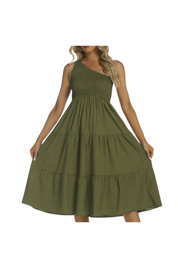 Valentine Dresses for Girls Casual Dresses Sexy Tent Dress Sleeveless Green Halter Sweater Dress,L