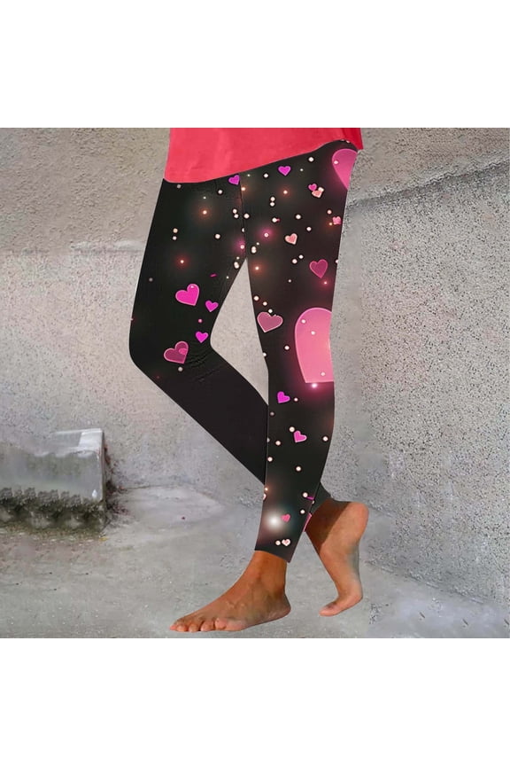 Valentine Pants for Women Trendy Flat Front Leggings Jeans Pink Slim-Leg High Ankle Straight Leg Yoga Pants for Women,XL