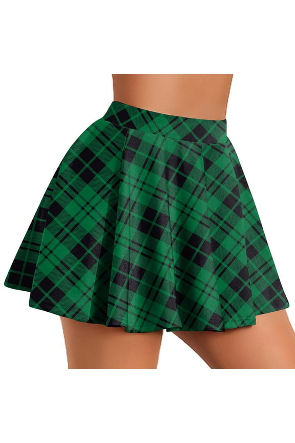 Valentine Skirt for Women Wool Kilt Plaid Skirts Dresses Mini Hidden Zipper Green Jean Skirt for Women,M