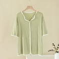 thumbnail image 1 of Blmnix Valentines Pjs Silk Pajamas Sleep Tops Plus Size Shirts Green Short Sleeve V-Neck Valentine Pajamas,XL, 1 of 5
