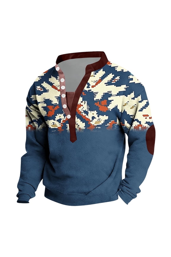 Vintage Shirts Men Shirt Henley Shirts Ringer T-Shirt Blue Long Sleeve Henley Plain Tshirts for Men,XL