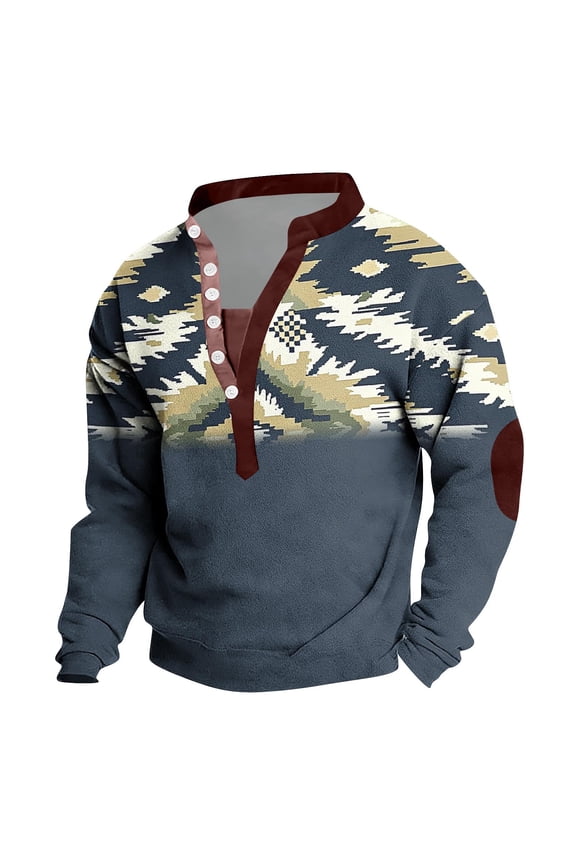 Vintage Shirts Men Shirt Henley Shirts Ringer T-Shirt Long Sleeve Henley Blue Men's Tops,XL