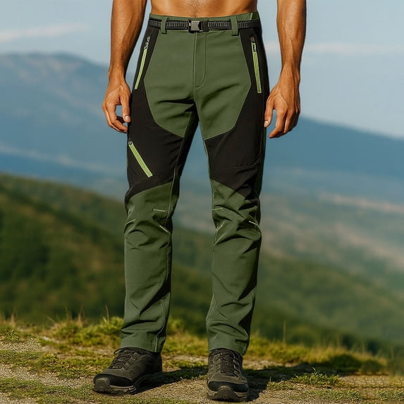 Blmnix Waterproof Pants Pants for Men Low Waisted Baggy Hiking Pants Active Fit Cargo Jeans Slim Straight Long Green Summer Pants,XL