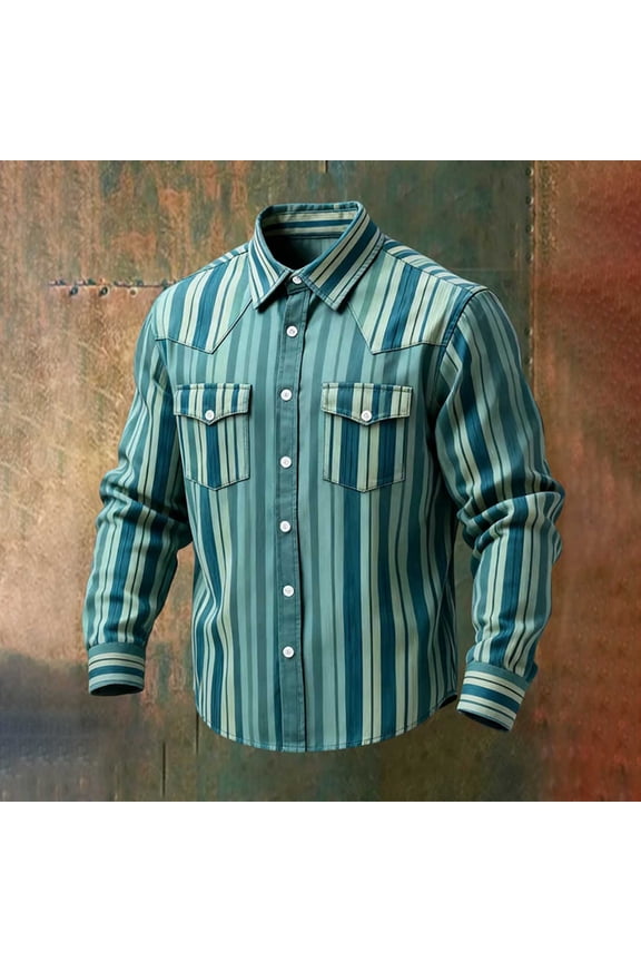 Western Shirts Shirt for Men Big And Tall Guide Tshirts Collared Long Sleeve Blue Shirts for Men Big And Tall,XL