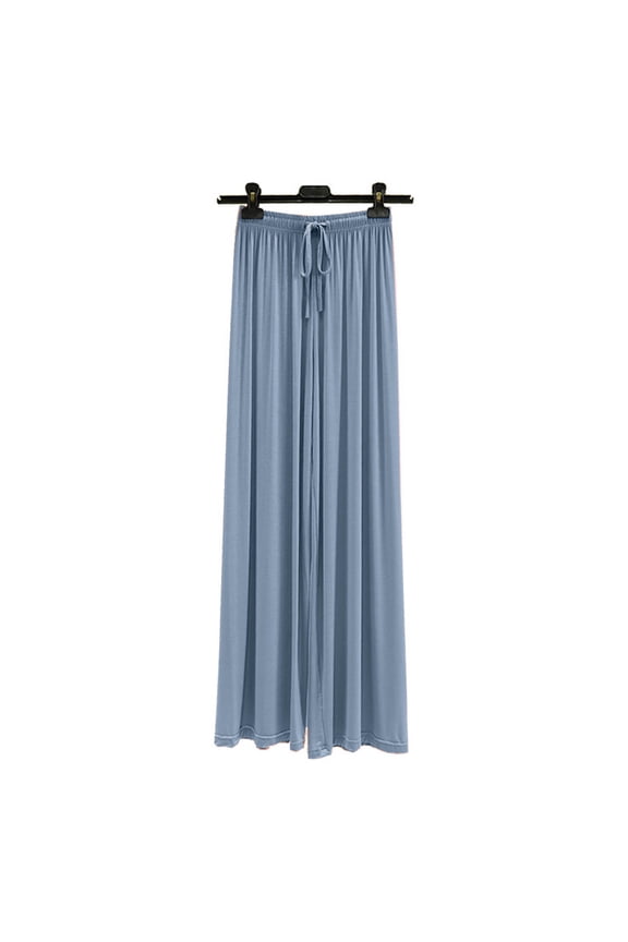 Wide Leg Dress Pants for Women Pleated Palazzo Pants Casual Pants Pajamas Flare-Leg Blue Full Modern Fit High Straight Leg Yoga Pants for Women,L