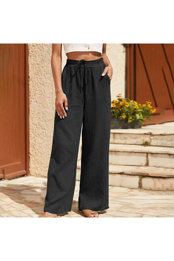 Wide Leg Pants Pants Women Palazzo Gaucho Pants Leggings Black Baggy Flare-Leg High Waisted Long Sweatpants Women,L