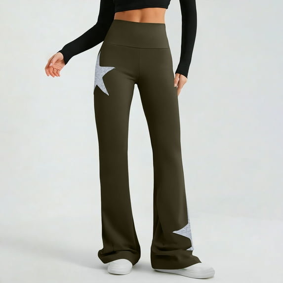 Blmnix Wide Leg Pants for Women Cotton Yoga Pants Pleated Athletic Bottoms Slim Bootcut Long Pull On Pants for Women,XXL