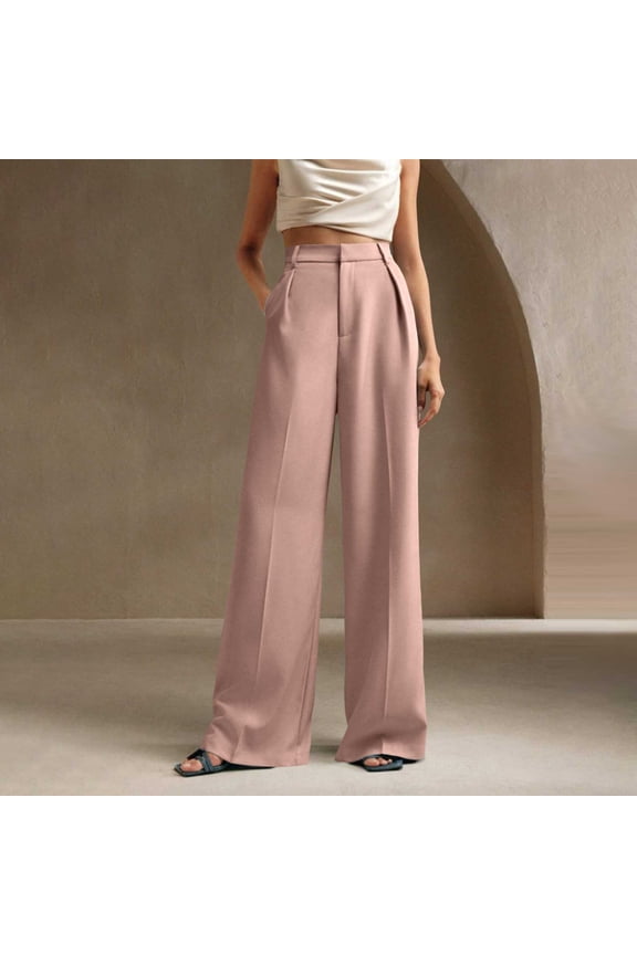 Wide Leg Pants for Women Petite Dress Pants Palazzo Pants Long Flare-Leg Pull On Pants for Women,M