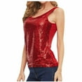 thumbnail image 1 of Blmnix Wide Strap Tank Tops Women Loose Long Tank Tops Camisoles Sleeveless Crew Neck Red Vest Tops for Women, 1 of 5