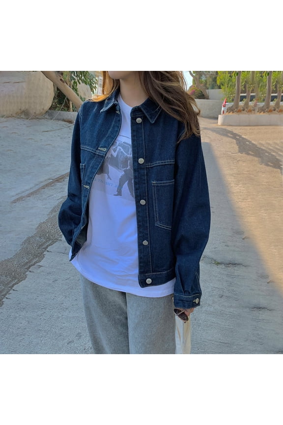 Winter Jackets for Women Denim Blue Button Down Barn Jacket Plus Size Winter Clothing