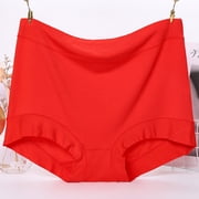 Blmnix Woman Underwear Briefs High Waisted Tummy Control Underwear Pull-On Ventilated Red Skinny Patch Moisture Wicking Underwear for Women,XXL