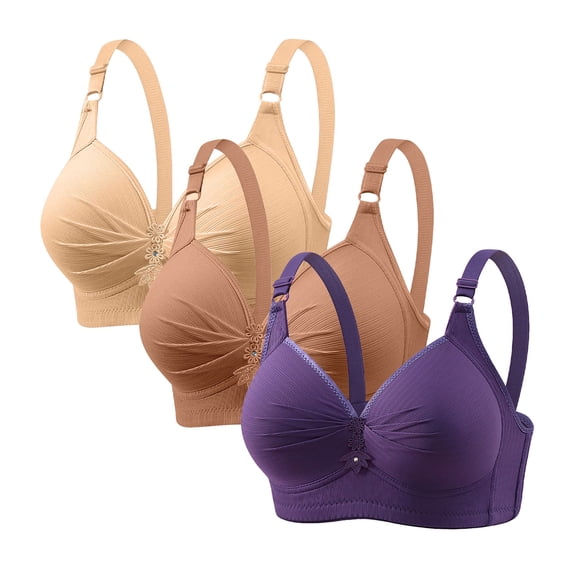 Blmnix Women Bras No Underwire Large Bust Push Up Bras Purple Standard Straps Bralette Comfortable Bras for Women