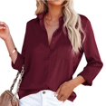 thumbnail image 1 of Blmnix Women Fall Tops Button Down Graphic Sweatshirts for Women Long Sleeve V-Neck Cotton Blouses, 1 of 7