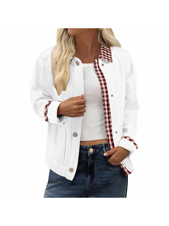 Women Jackets Fall Lightweight Barn White Fall Jacket Long Sleeve Lightweight Winter Cloting
