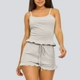 thumbnail image 1 of Blmnix Women Pajamas Sexy Pajamas Sleepwear Sets Pajama Sets Shorts Crew Neck Gray Slim-Leg Sleeveless Cropped Summer Pajamas for Women,S, 1 of 4