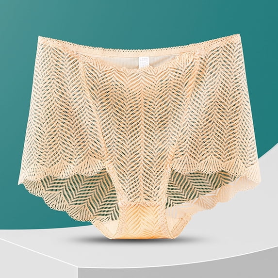 Blmnix Women Panties Breathable High Waisted Sexy Underwear Briefs Beige Lace Panties Womens Boxers,XXL
