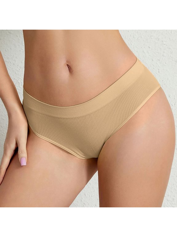 Women Panties Cheeky Underwear Seamless Underwear Briefs Briefs Skinny Ventilated Pull-On Beige Patch Period Panties,L
