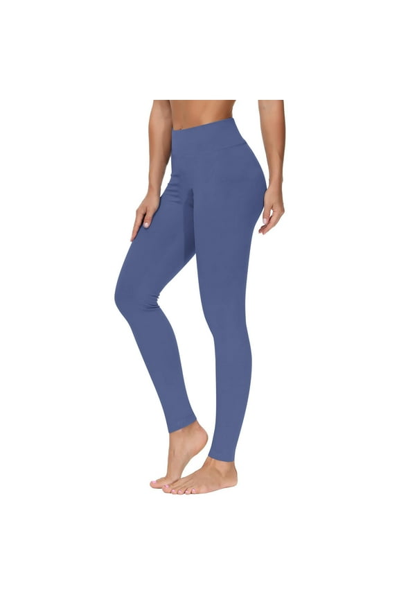 Women Pants Cotton Yoga Pants Leggings Flat Front Leggings Full High Slim-Leg Blue Trouser Jeans for Women,M