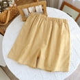 thumbnail image 1 of Blmnix Women Pjs Sets Pajama Shorts Sleep Shorts Cotton Pajamas Pajama Set Sleeveless Straight-Leg Yellow Crew Neck Cropped Cotton Pjs for Women Set,M, 1 of 5