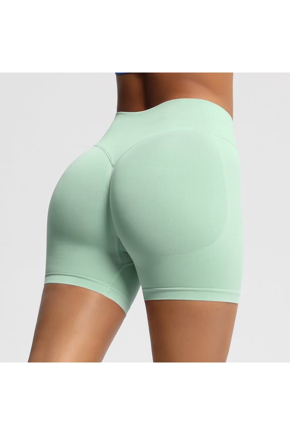 Women Shorts Micro Shorts Flat Front Yoga Shorts Short Green Elastic High Womens Shorts Casual,M