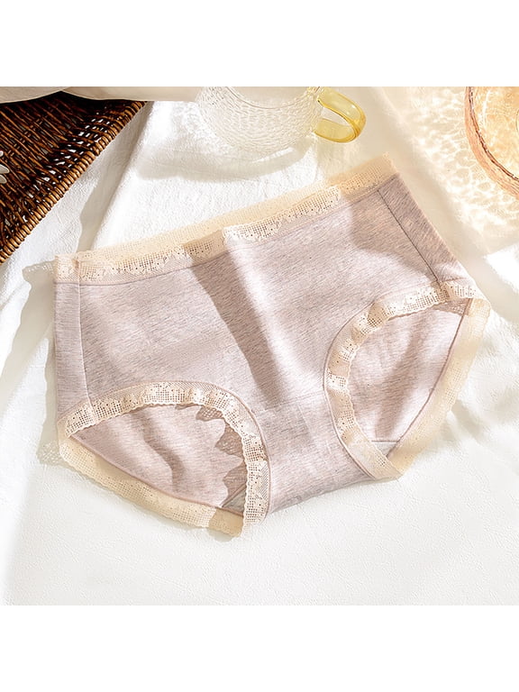 Women Underwear Briefs 100% Cotton Underwear Lace Panties Briefs Brown Pull-On Ventilated Active Fit Patch Period Underwear for Women,M