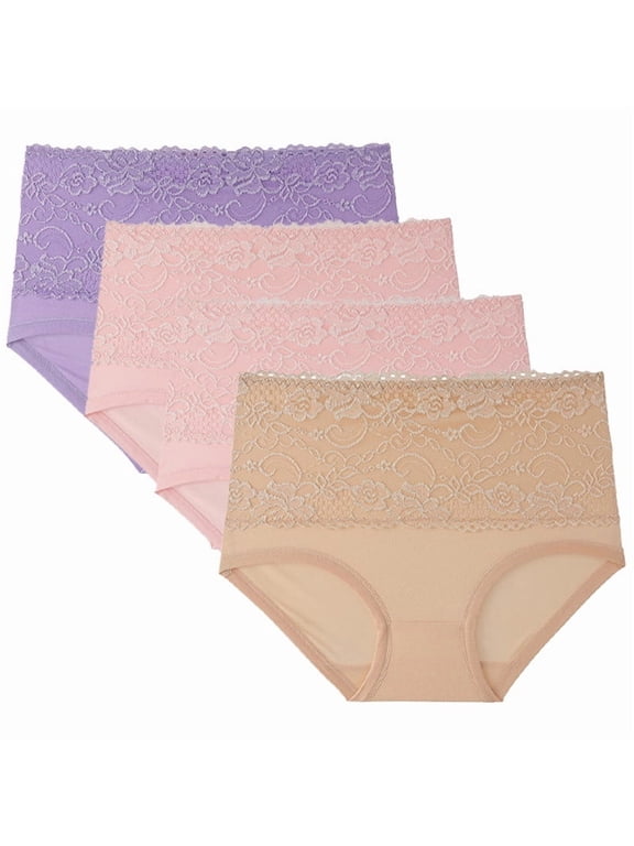 Women Underwear Tummy Control Post Partum Underwear Briefs Panty Purple Skinny Pull-On Stretchable Lace Period Underwear for Women,L