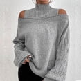 thumbnail image 1 of Blmnix Women's Lightweight Off Shoulder Sweaters Turtleneck Long Sleeve Gray Womens Fall Clothing, 1 of 7