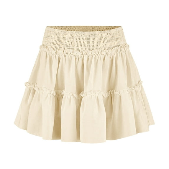 Blmnix Tiered Womens Skirts A Line High Waisted Skirts Mini Black Womens Skirts Midi Length,L