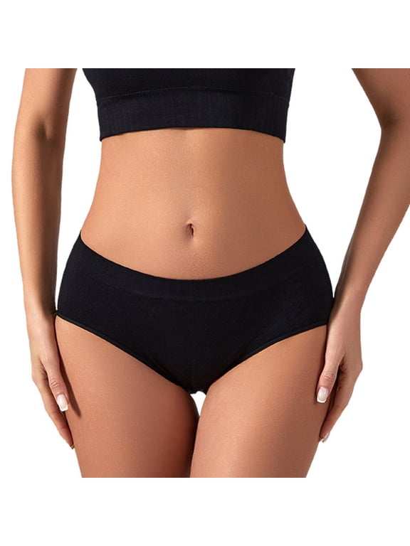 Women's Panties Briefs Padded Underwear High Waisted Panties Black Seamless Pull-On Regular Patch Period Underwear,XL