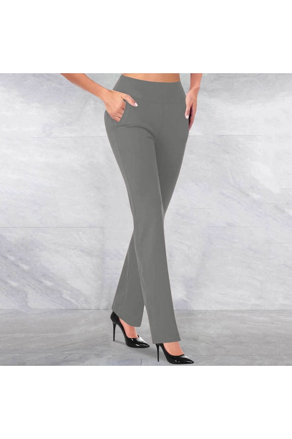 Women's Pants Dress Pants Pleated Work Pants Trousers Slim Straight Gray Full Snow Pants for Women,M