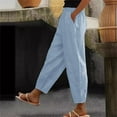 thumbnail image 1 of Blmnix Women's Pants Plus Size Palazzo Casual Pants Bottoms Blue Loose Cropped Womens Trousers,XXXXL, 1 of 5