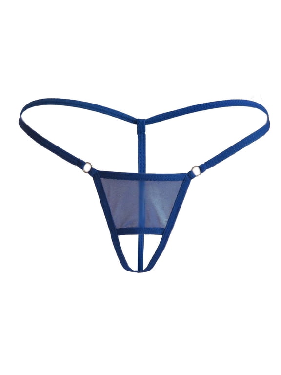 Women's Underwear Bikini Sexy Thongs G String Thongs Panties Stretchable Loop Blue Skinny Ornamental Chain Plus Size Panties,Free Size