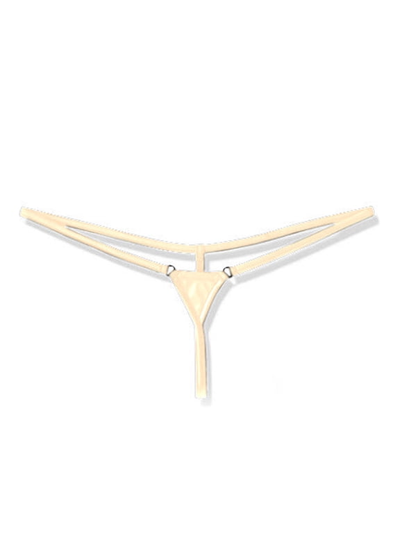 Women's Underwear Sexy Thongs Bikini G String Thongs Underwear Loop Beige Stretchable Tight Ornamental Chain Plus Size Panties,Free Size