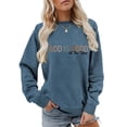 thumbnail image 1 of Blmnix Womens Boho Tops Workout Loose Fit Pullover Tops Blue Long Sleeve Crew Neck Cold Shoulder Tops for Women,M, 1 of 5