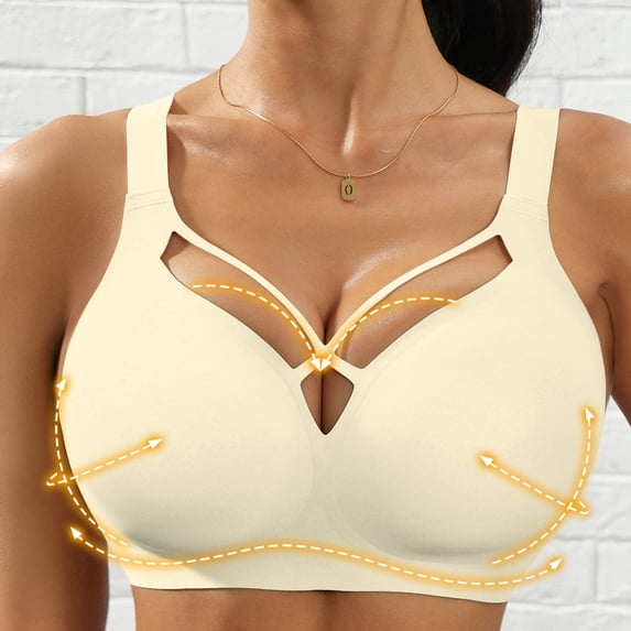 Blmnix Womens Bra Push Up Bra No Underwire Bralettes White Standard Straps Cut-Out Balconette Bras for Women,M