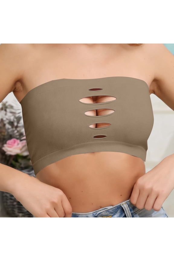 Womens Bras Push Up Bra Bandeau Bra Minimizer Bras Bras Brown Cut-Out Strapless Bra Push Up Bras for Women,M