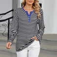 thumbnail image 1 of Blmnix Womens Casual Shirts Black Striped V-Neck Dressy Tops Tunic Long Sleeve Tops, 1 of 6
