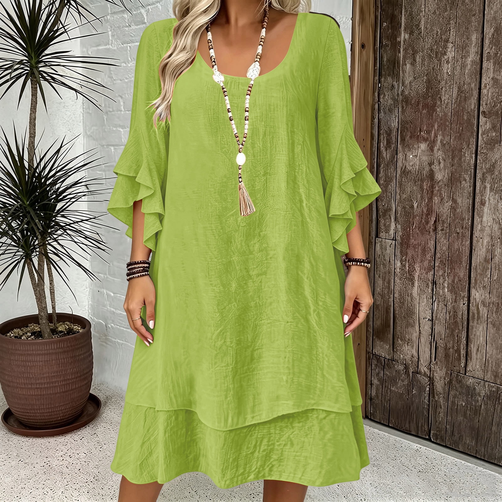 Blmnix Womens Dresses Holiday Dresses Ruffle Dress Hawaiian Dresses ...