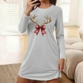 thumbnail image 1 of Blmnix Womens Nightgown Long Sleeve Christmas Plus Size Nightshirt Gray Crew Neck Comfy Sleep Dress, 1 of 6