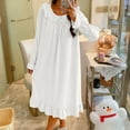 thumbnail image 1 of Blmnix Womens Nightgown Long Sleeve Mumu House Dress Crew Neck Beige Sleep Dress, 1 of 7