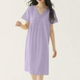 thumbnail image 1 of Blmnix Womens Nightgowns Mumu Cotton Sleep Shirt V-Neck Short Sleeve Purple Comfy Sleep Dress, 1 of 7