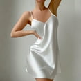 thumbnail image 1 of Blmnix Womens Nightgowns Mumu Sleepwear Sleeveless V-Neck White Sleep Dress, 1 of 5