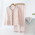 thumbnail image 1 of Blmnix Womens Pajama Pants Sleepwear Sets Cute Pajama Petite Pajamas Pjs Pink Crew Neck Full Long Sleeve Straight-Leg Womens Pajama Sets Shorts,XL, 1 of 5