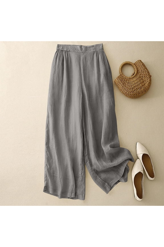 Womens Pants Dressy Casual Palazzo Casual Pants Cotton Pants Sweatpants Gray High Flare-Leg Full Wide Leg Scrub Pants for Women,M