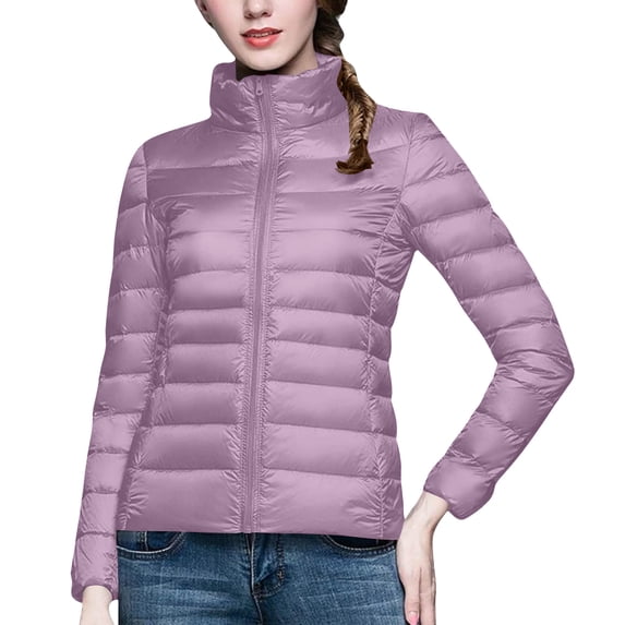 Blmnix Womens Puffer Jacket Warm Zip Up Puffer Jacket Purple Womens Jackets