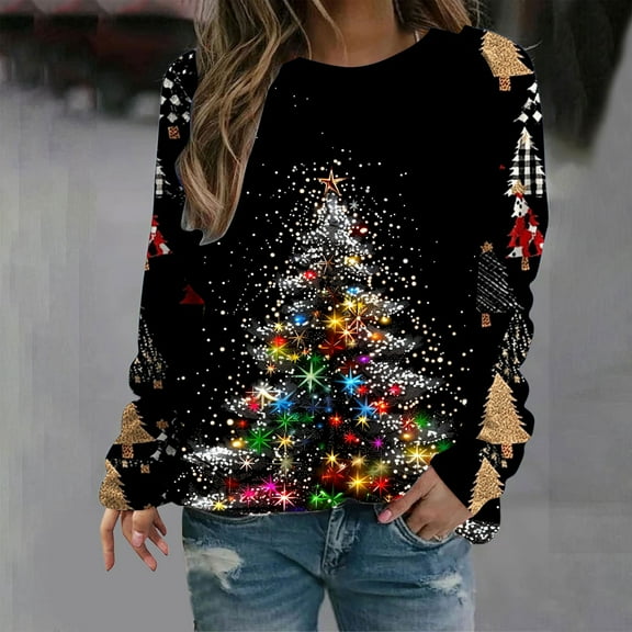 Blmnix Womens Pullover Sweatshirt V-Neck Long Sleeve Christmas Women's Blouses Dressy Casual Sweatshirt Womens Tops