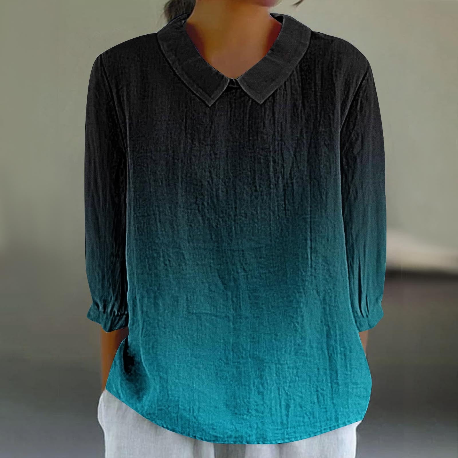 Sky Blue Button up Collared Exposed Seam Chic Sweatshirt main image 1