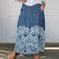thumbnail image 1 of Blmnix Womens Skirt Denim Skirt Flare Plus Size Skirt Blue Exterior Pocket Long Knee Length Skirts for Women,XXXXL, 1 of 5